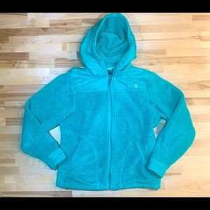Women’s Emerald green North Face hooded fleece, size Md